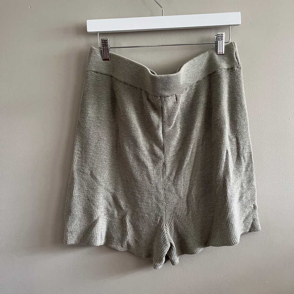 Free People Beach Knit Shorts Cozy Sage‎ Green Size XL